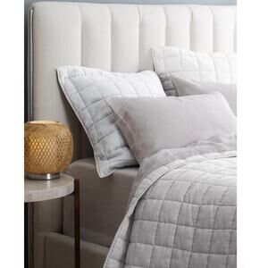 Quince European Linen Box Quilted King Sham White NWOT #S7